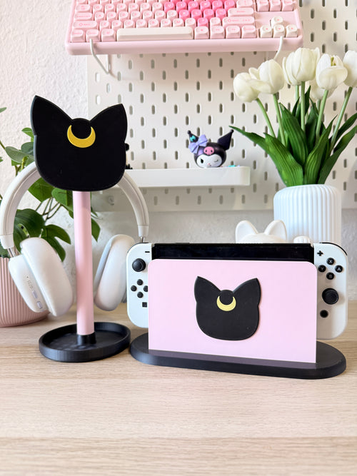 Black Magical Cat - Headset stand